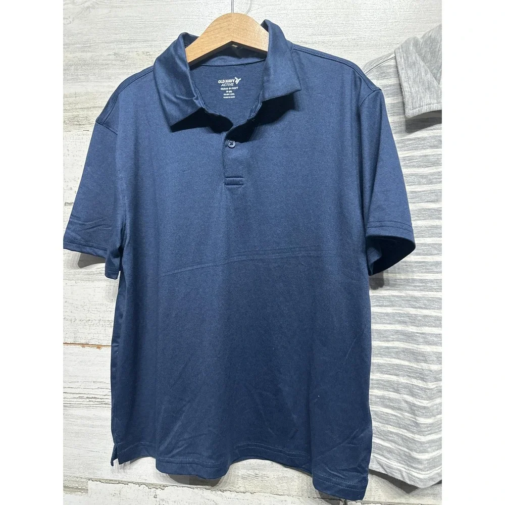 Old Navy Active Polo Shirt Boys Medium 8 Navy Blue Go-Dry Cool Sporty EUC
